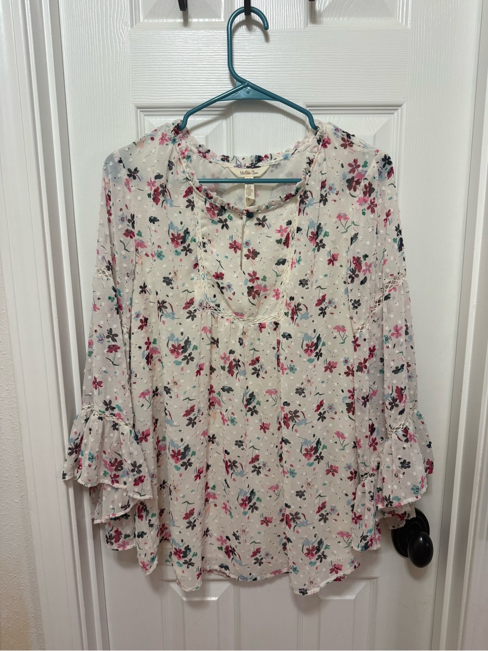 Matilda Jane Cream Floral Ruffle Sleeve Tunic